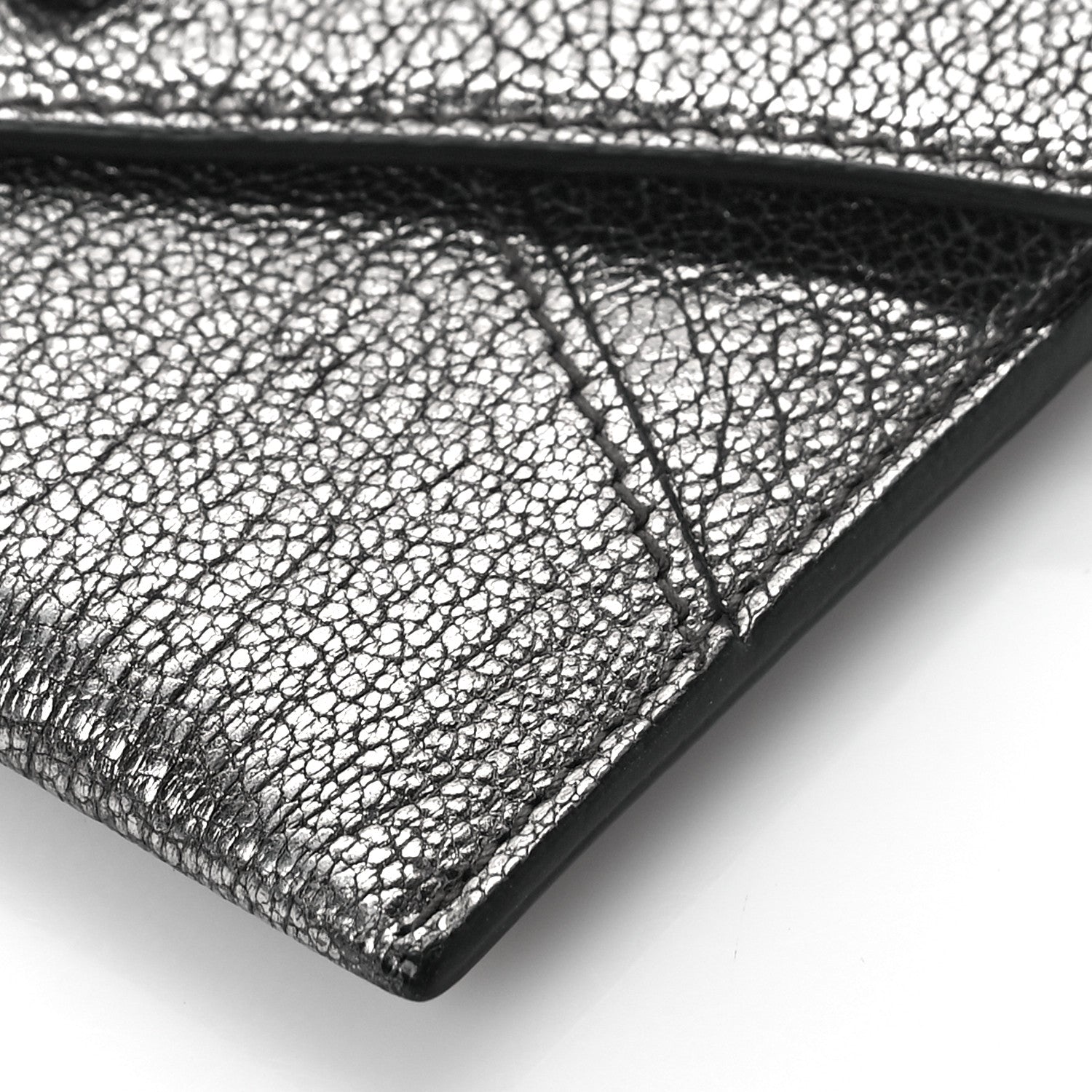 Alexander McQueen Metallic Calfskin Skull Envelope Card Holder Black Pearl 9 of 9