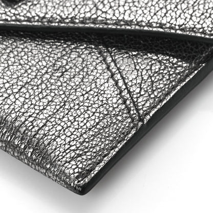 Alexander McQueen Metallic Calfskin Skull Envelope Card Holder Black Pearl 9 of 9