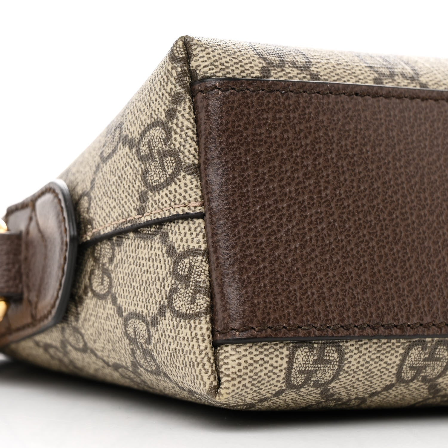 Gucci GG Supreme Monogram Textured Dollar Calfskin Web Small Ophidia Dome Shoulder Bag Beige Ebony New Acero 9 of 11