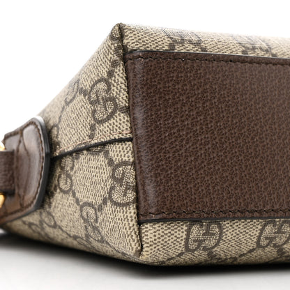 Gucci GG Supreme Monogram Textured Dollar Calfskin Web Small Ophidia Dome Shoulder Bag Beige Ebony New Acero 9 of 11