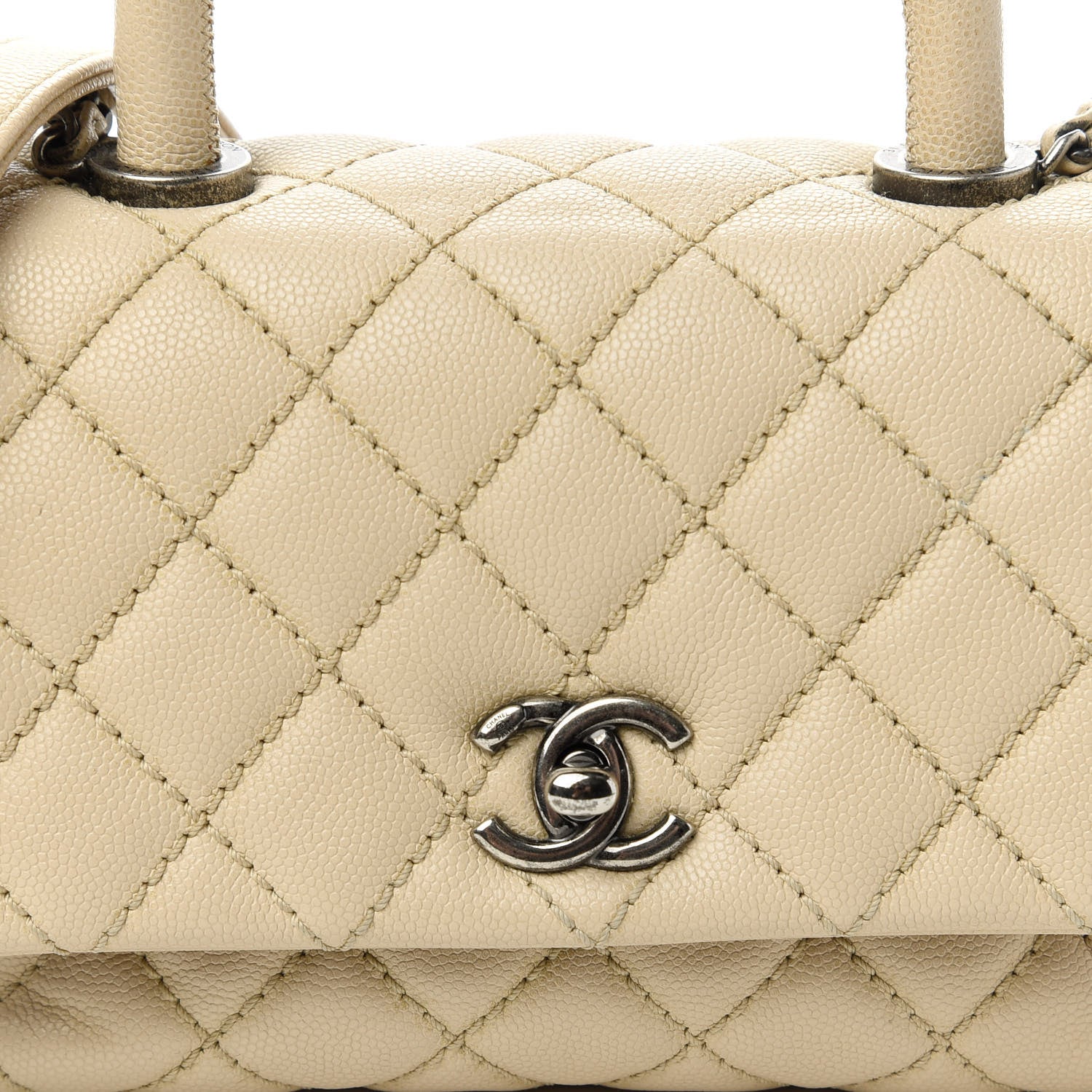 Chanel Caviar Quilted Mini Coco Handle Flap Beige 10 of 11