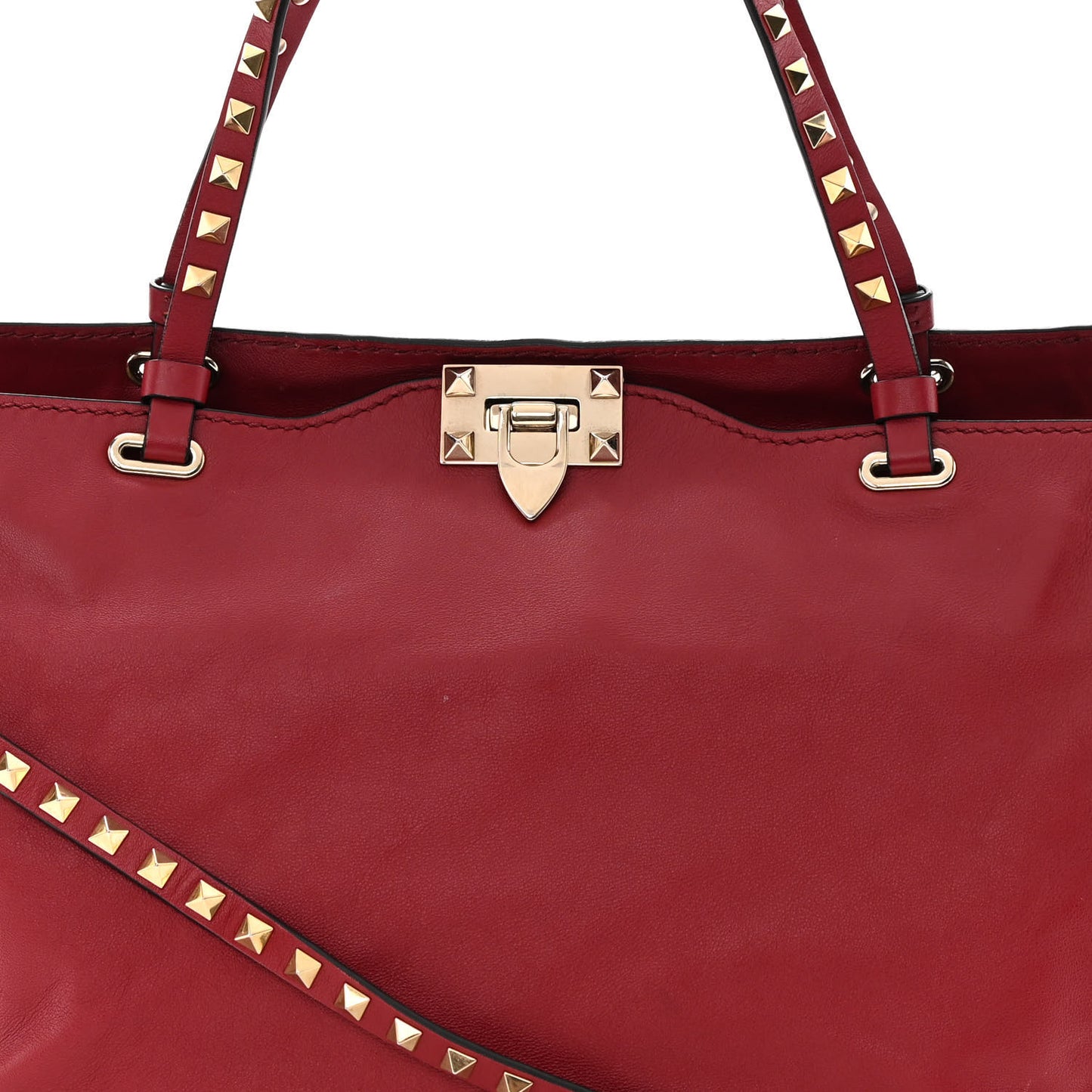 Vitello Medium Rockstud Tote Rosso Valentino