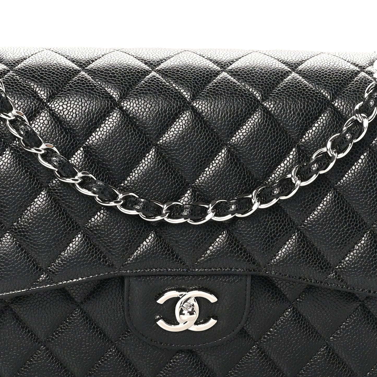 Caviar Quilted Jumbo Double Flap Black