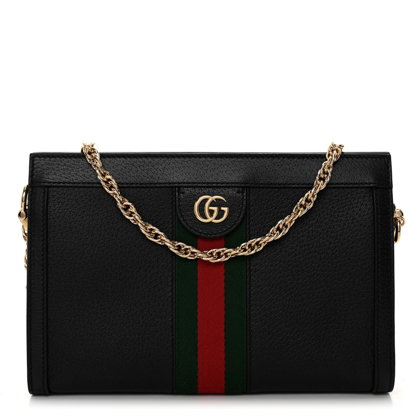 Calfskin GG Web Small Ophidia Chain Shoulder Bag Black