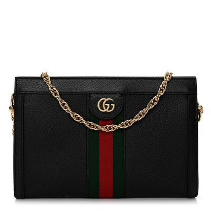 Gucci Calfskin GG Web Small Ophidia Chain Shoulder Bag Black 1 of 11