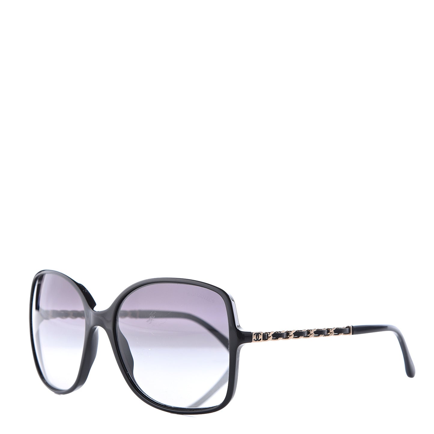 Lambskin Square Chain Sunglasses 5210-Q Black