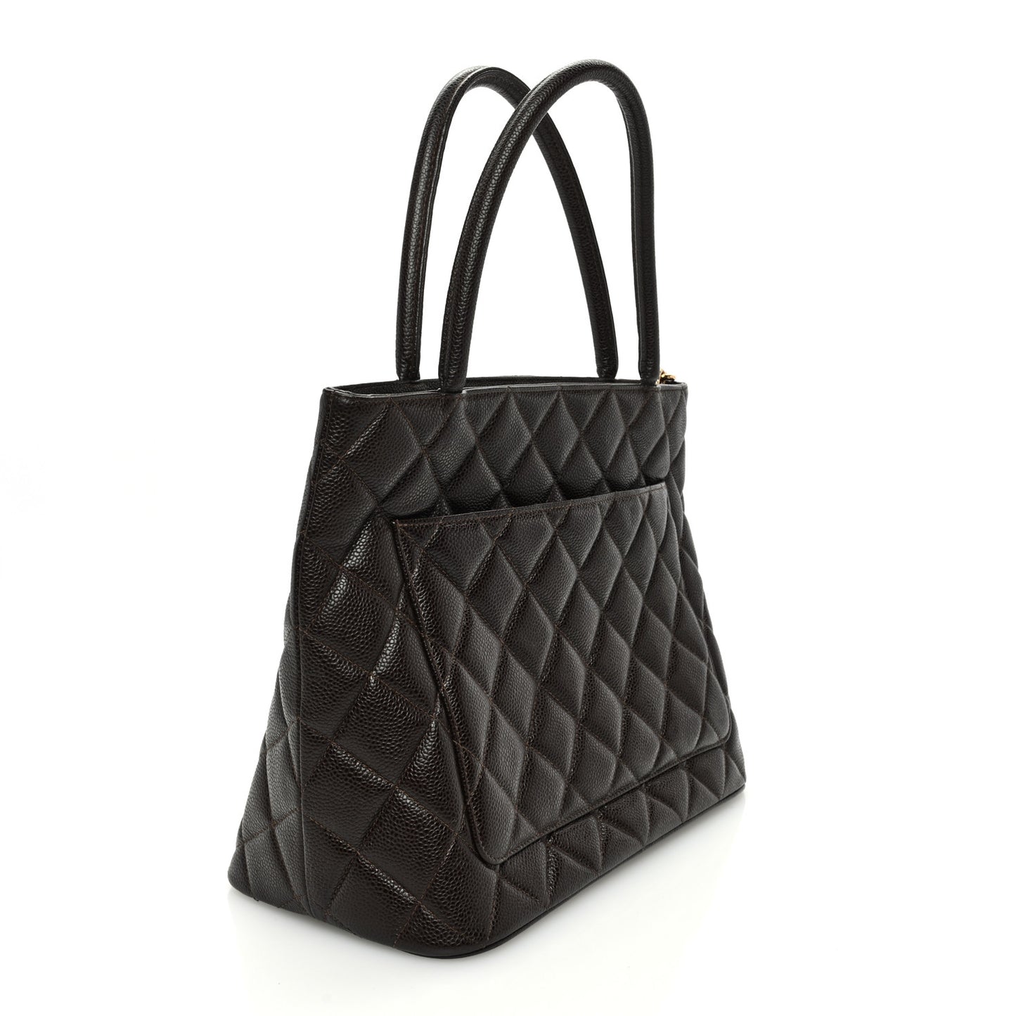 Caviar Quilted Medallion Tote Dark Brown