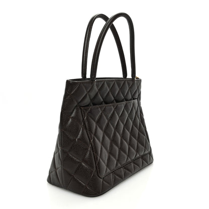 Chanel Caviar Quilted Medallion Tote Dark Brown 3 of 10