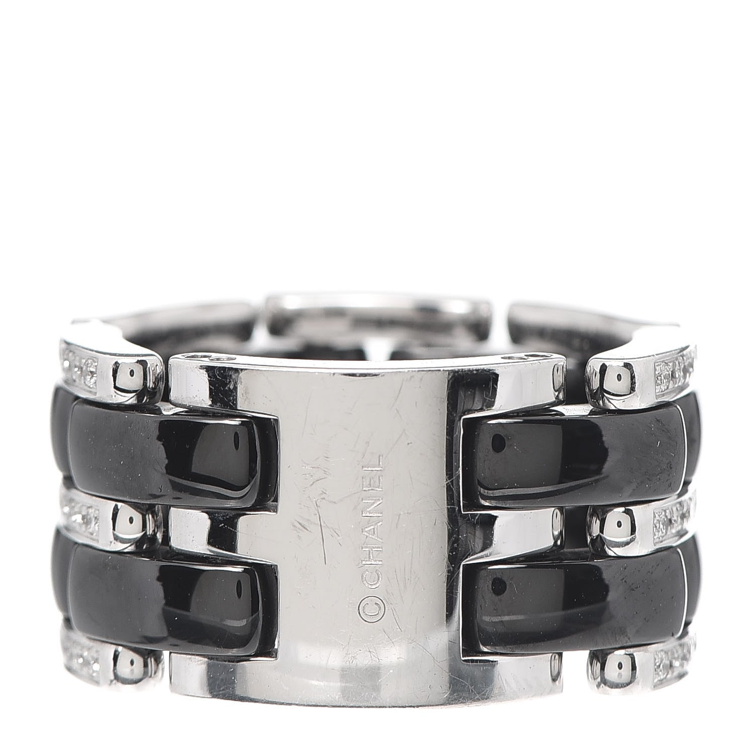 Chanel 18K White Gold Ceramic Diamond Large Ultra Ring Black 54 6.75 3 of 5