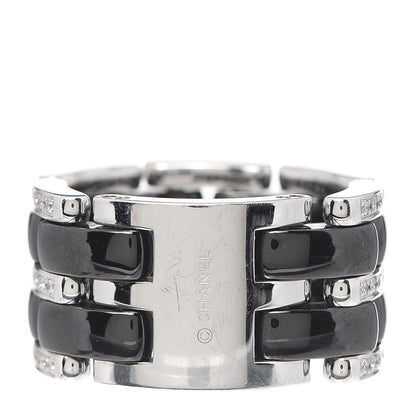 Chanel 18K White Gold Ceramic Diamond Large Ultra Ring Black 54 6.75 3 of 5