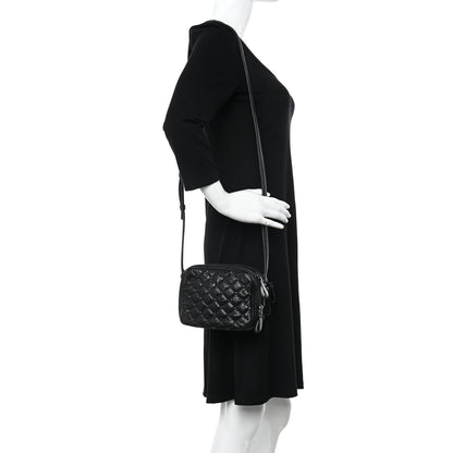 Valentino Garavani Craquele Nappa Rockstud Spike Double Zip Camera Crossbody Bag Black 2 of 13
