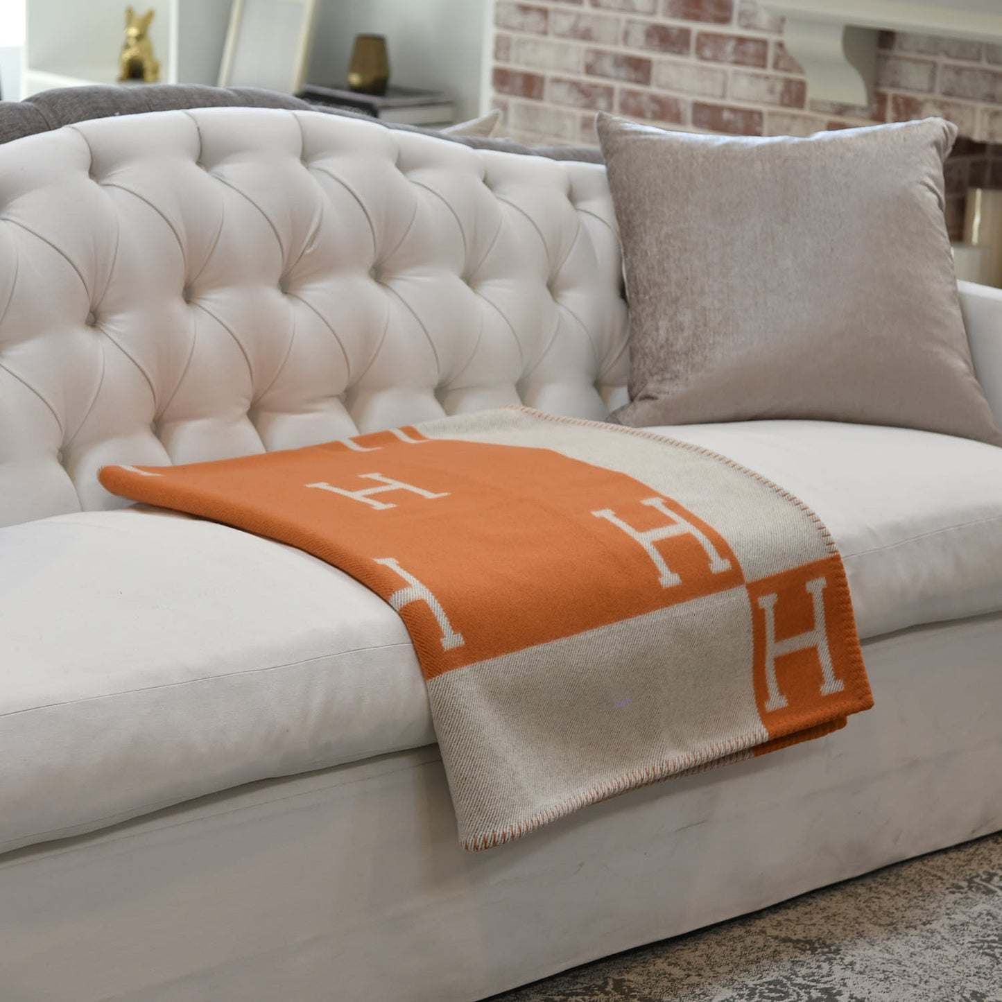 Wool Cashmere Avalon Blanket Ecru Potiron