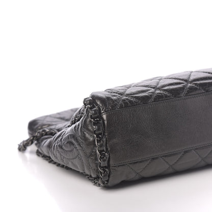 Chanel Metallic Aged Calfskin Quilted Medium Chain Me Hobo Dark Grey 9 of 10