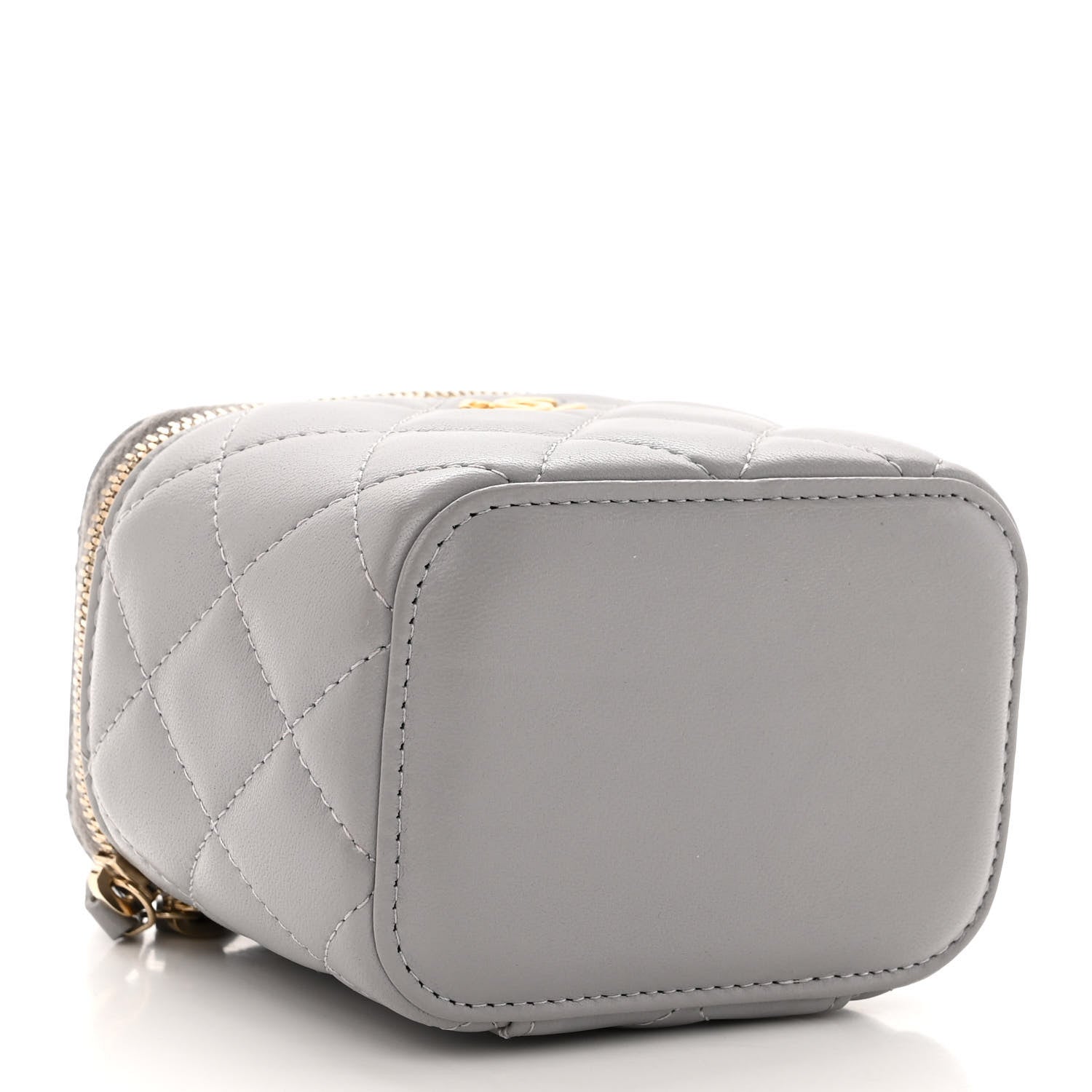 Chanel Lambskin Quilted Pearl Crush Mini Vanity Case With Chain Grey 4 of 10