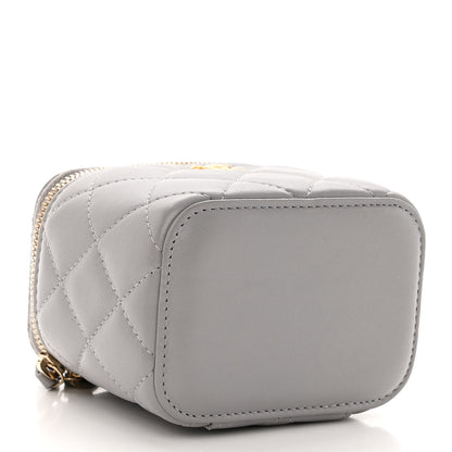 Chanel Lambskin Quilted Pearl Crush Mini Vanity Case With Chain Grey 4 of 10