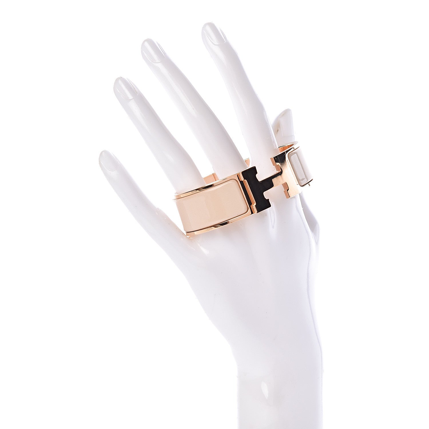 Hermes Enamel Wide Clic Clac H Bracelet GM Beige Nacre 2 of 5