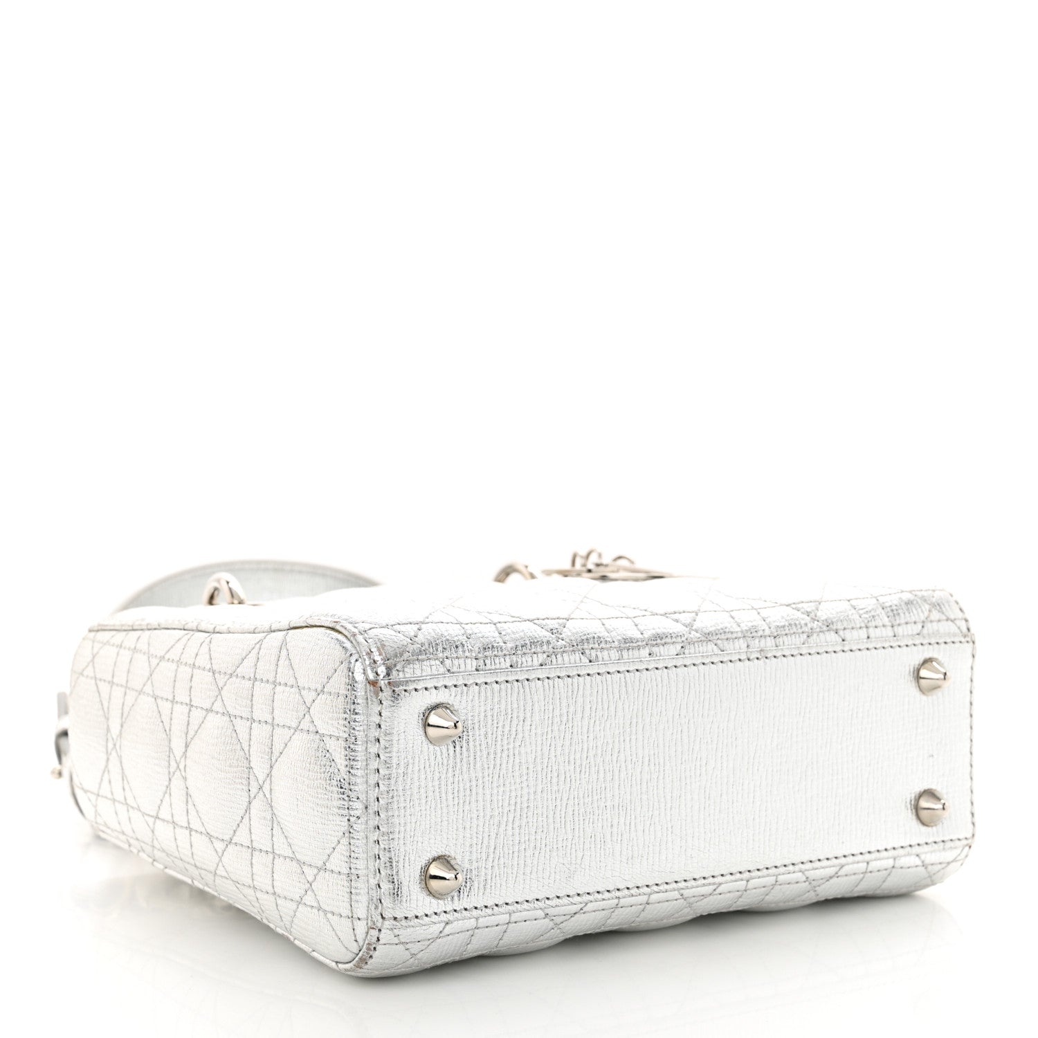 Christian Dior Metallic Grained Calfskin Cannage Small Lucky Badges My Lady Dior Silver 4 of 16