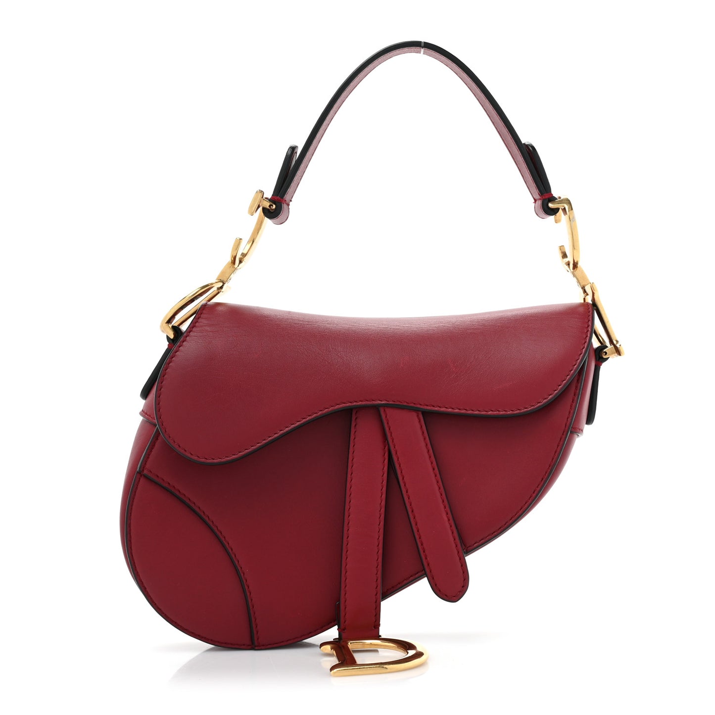 Calfskin Mini Saddle Bag Red