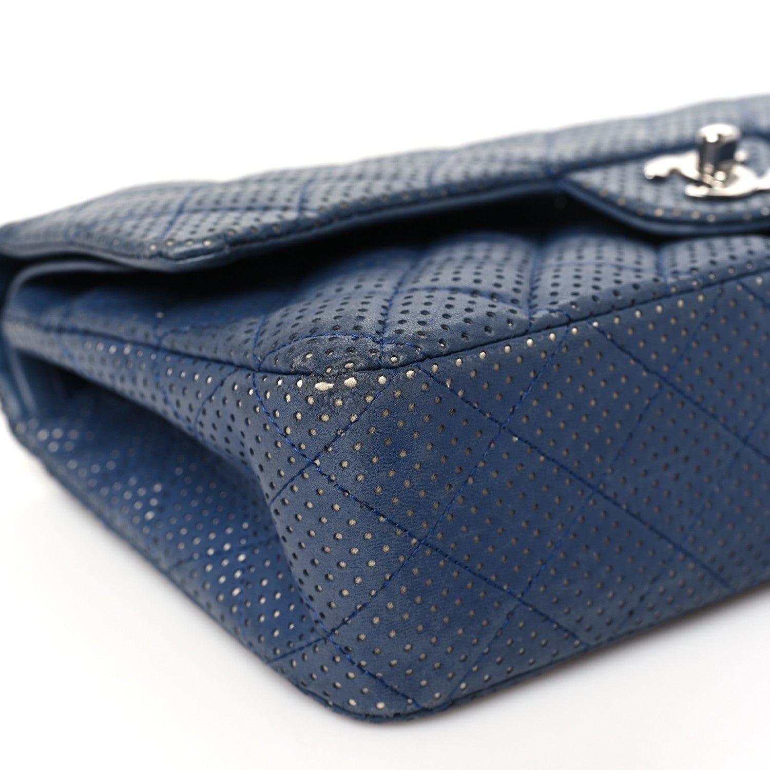 Chanel Lambskin Perforated Medium Double Flap Blue 9 of 14