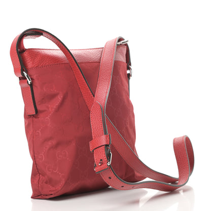Gucci Nylon Monogram Dollar Calfskin Small Flat Messenger Bag Vibrant Red 3 of 10
