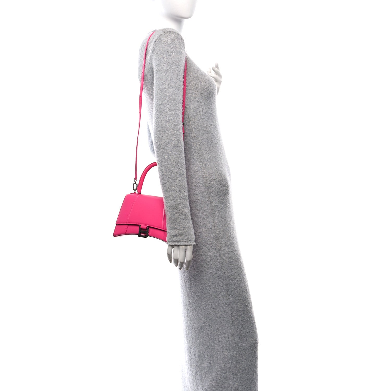 Balenciaga Shiny Box Calfskin Small Hourglass Top Handle Bag Acid Fuchsia 2 of 10