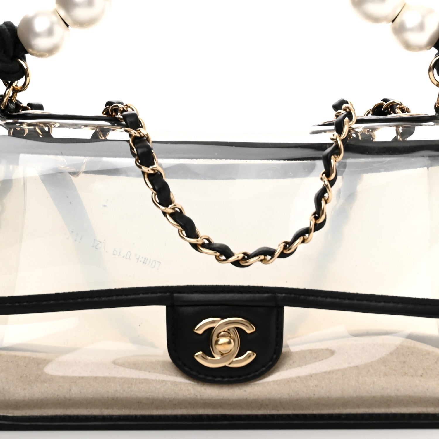 Chanel Lambskin PVC Sand By The Sea Flap With Pearl Strap Black 8 of 11