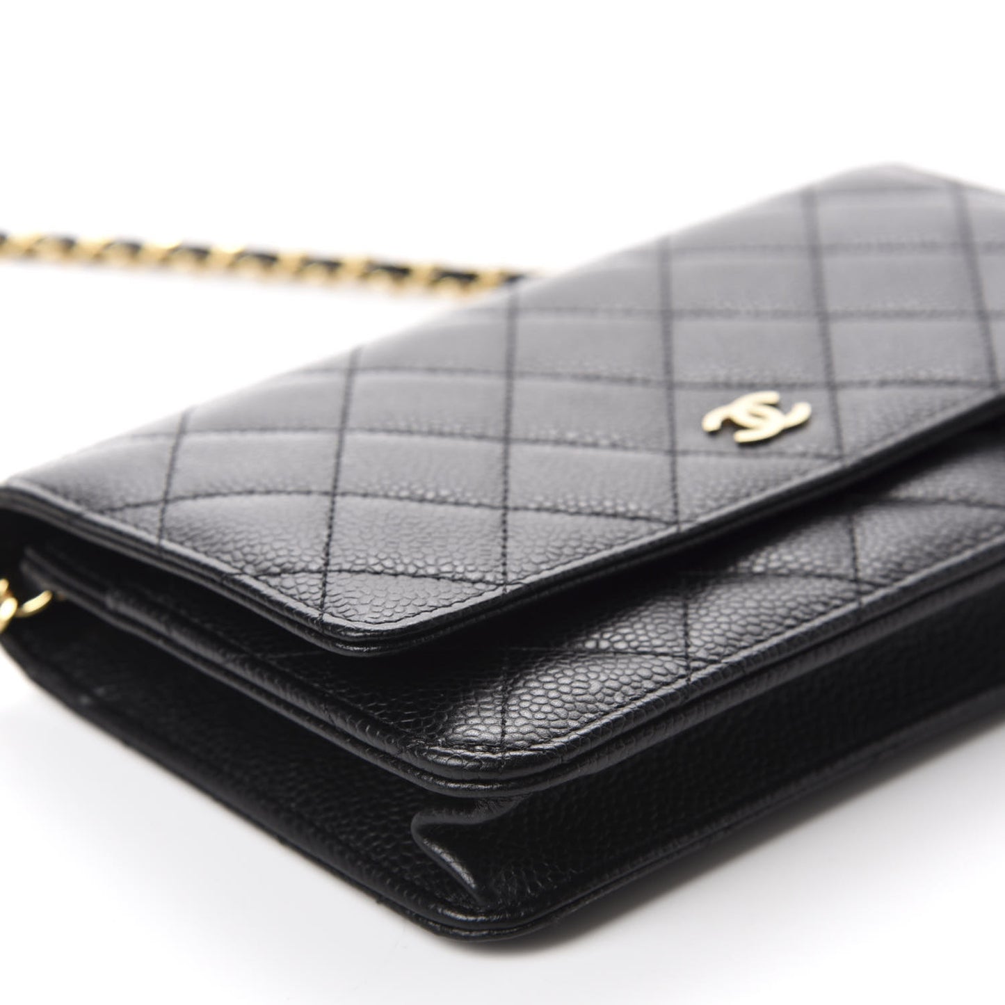 Caviar Quilted Wallet On Chain WOC Black