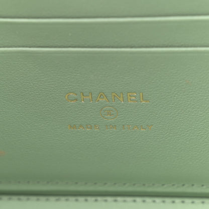 Chanel Lambskin Quilted Small Top Handle Vanity Case With Chain Lilac Light Green 6 of 14