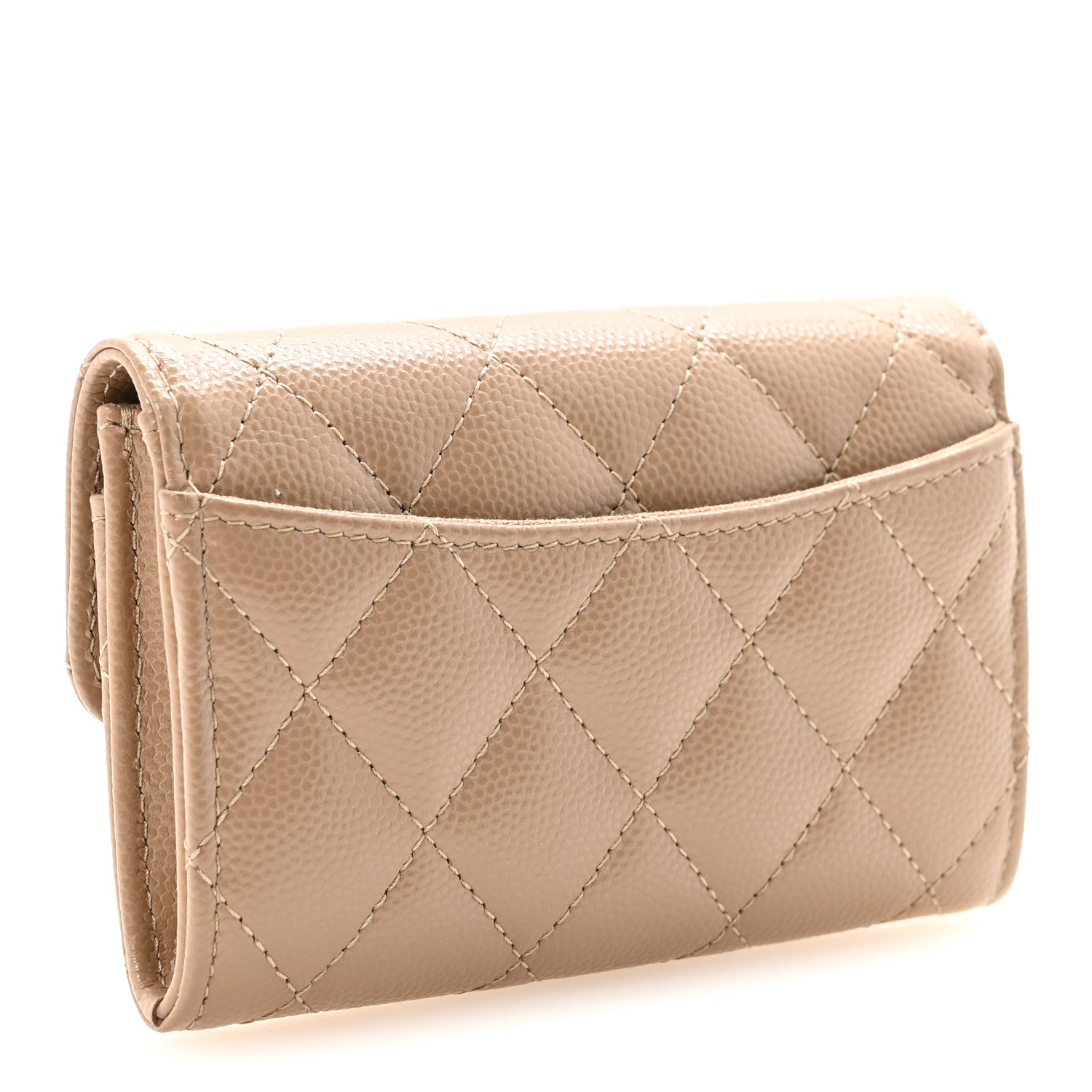 Chanel Caviar Quilted Flap Card Holder Wallet Dark Beige 3 of 8