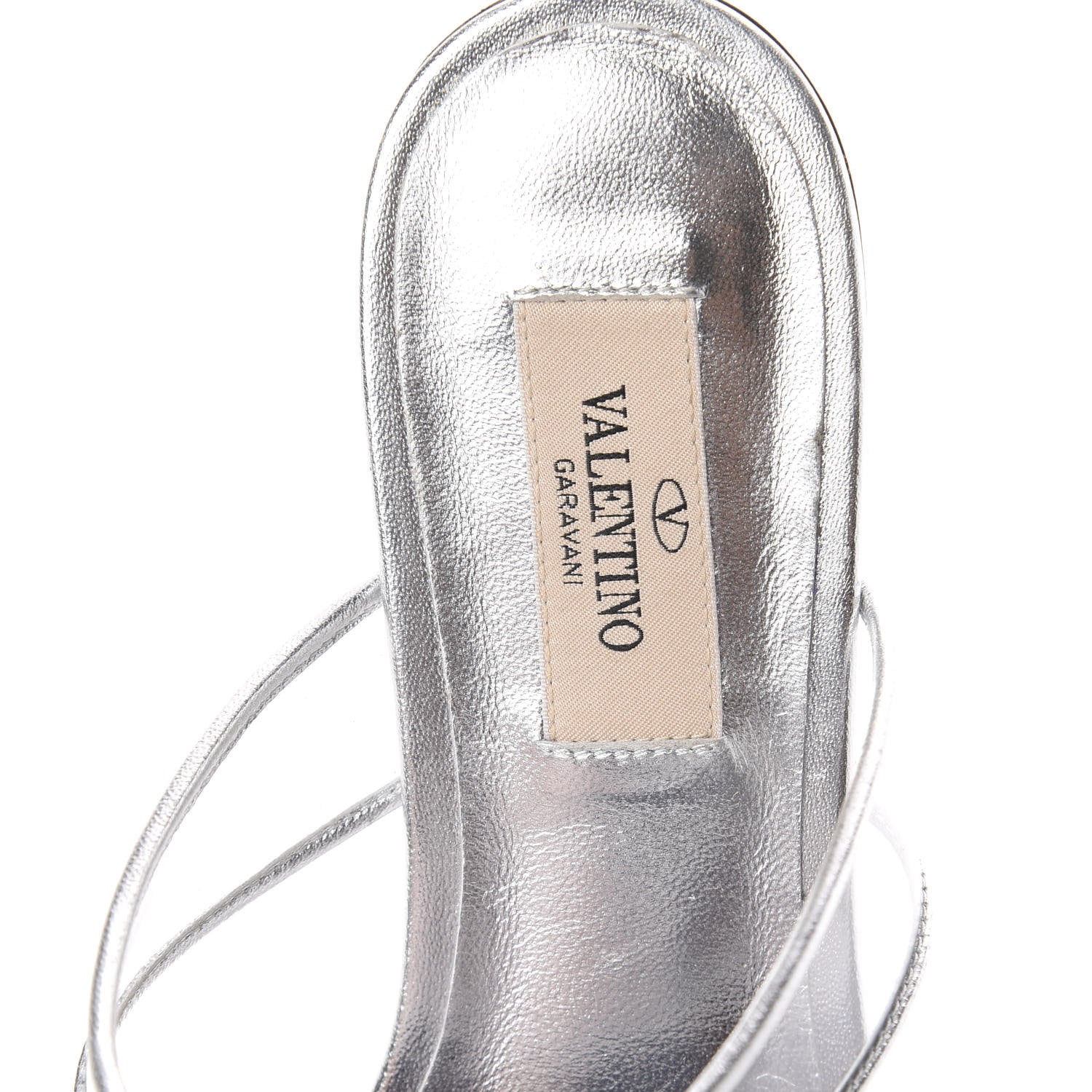Valentino Garavani Metallic Goatskin PVC Moonwalk Flat Sandals 37.5 Silver 7 of 7