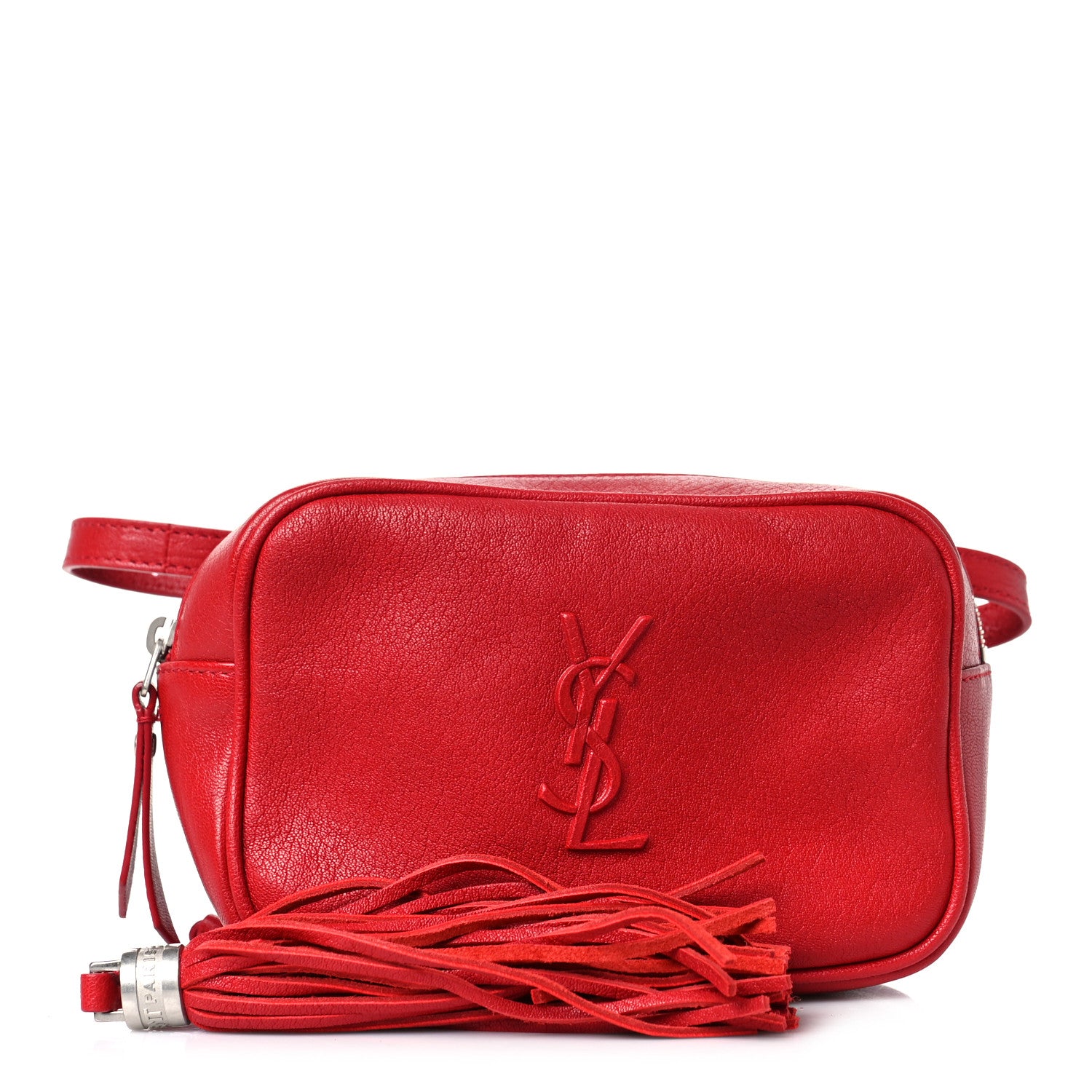 Saint Laurent Lambskin Monogram Lou Belt Bag Red 1 of 10