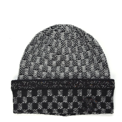 Chanel Cashmere Blend CC Beanie Hat Grey Black 1 of 3