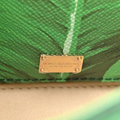 Dolce & Gabbana Dauphine Banana Leaf Print Small Miss Sicily Satchel Green White 7 of 10