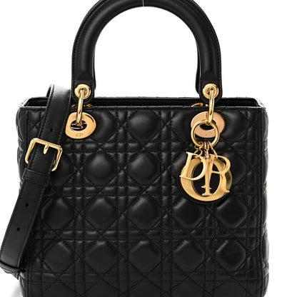 Christian Dior Lambskin Cannage Medium Lady Dior Black 8 of 11