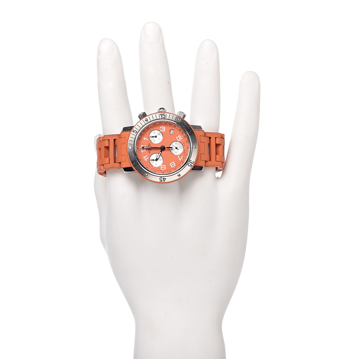 Stainless Steel Rubber 39mm Clipper Chronograph Quartz Watch Orange