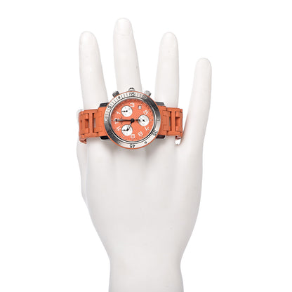 Hermes Stainless Steel Rubber 39mm Clipper Chronograph Quartz Watch Orange 2 of 11