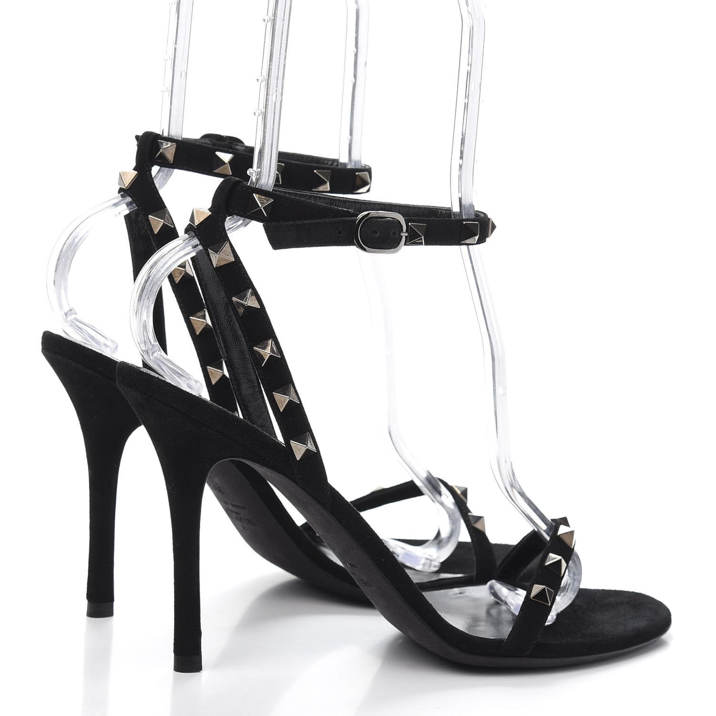 Suede Rockstud Ankle Strap 100mm Sandals 39.5 Black