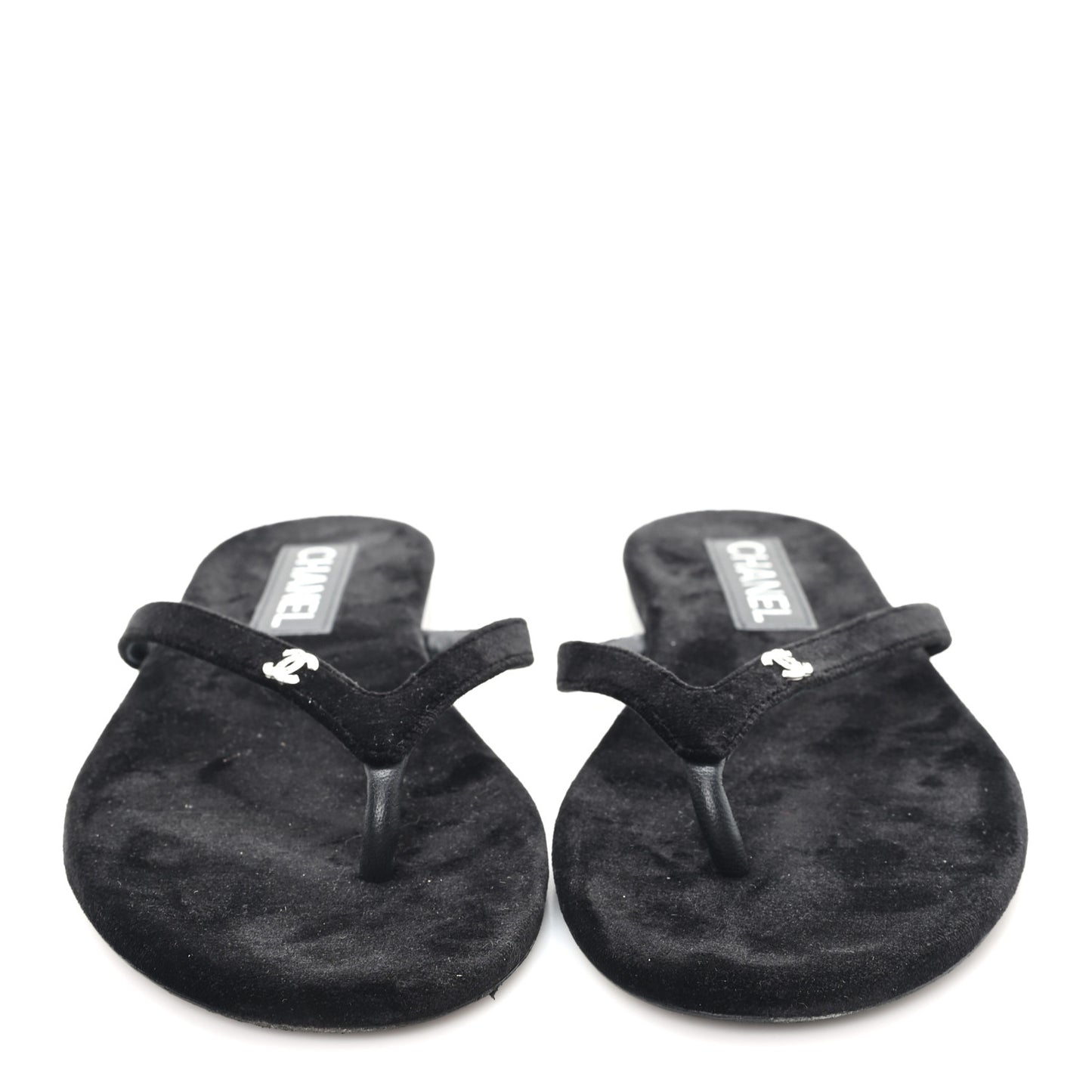 Velvet Crystal CC Thong Sandals 38 Black