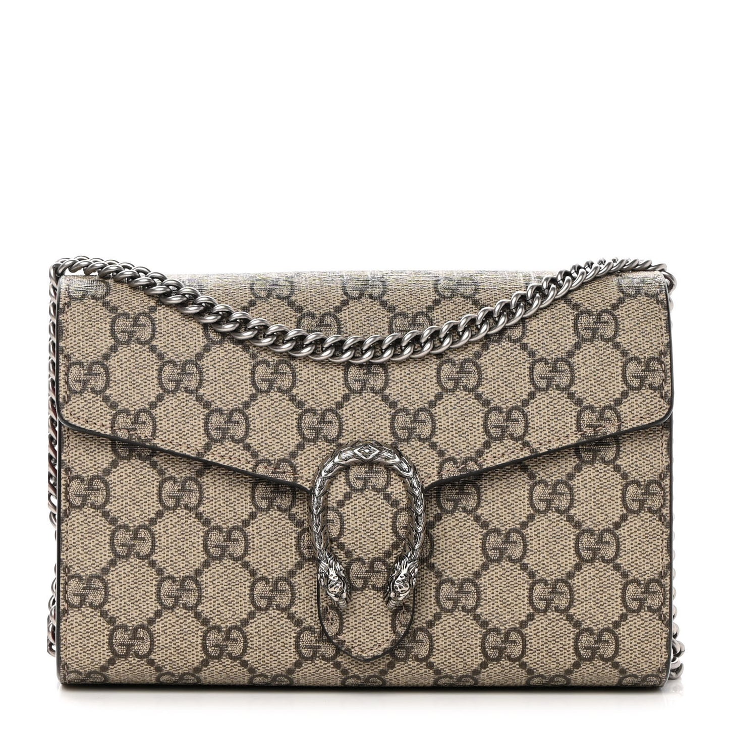 GG Supreme Monogram Mini Dionysus Chain Wallet Beige Vulcanic Red