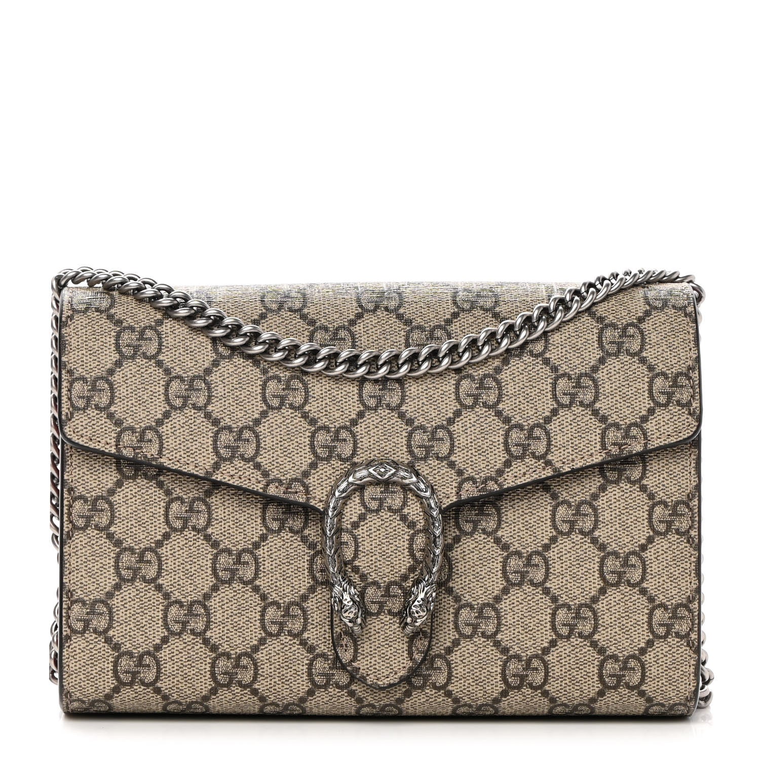 Gucci GG Supreme Monogram Mini Dionysus Chain Wallet Beige Vulcanic Red 1 of 12