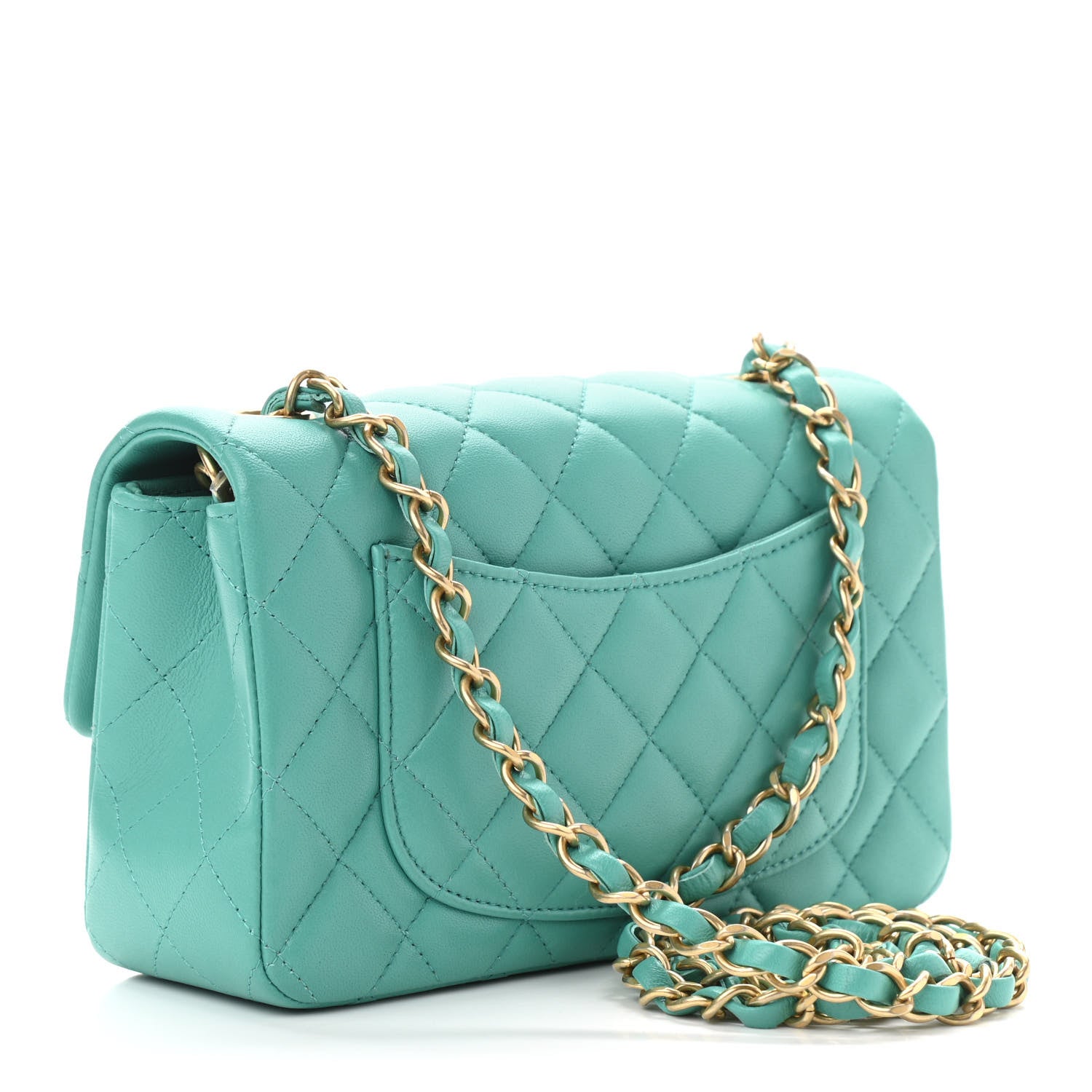 Chanel Lambskin Quilted Mini Rectangular Flap Green 3 of 12