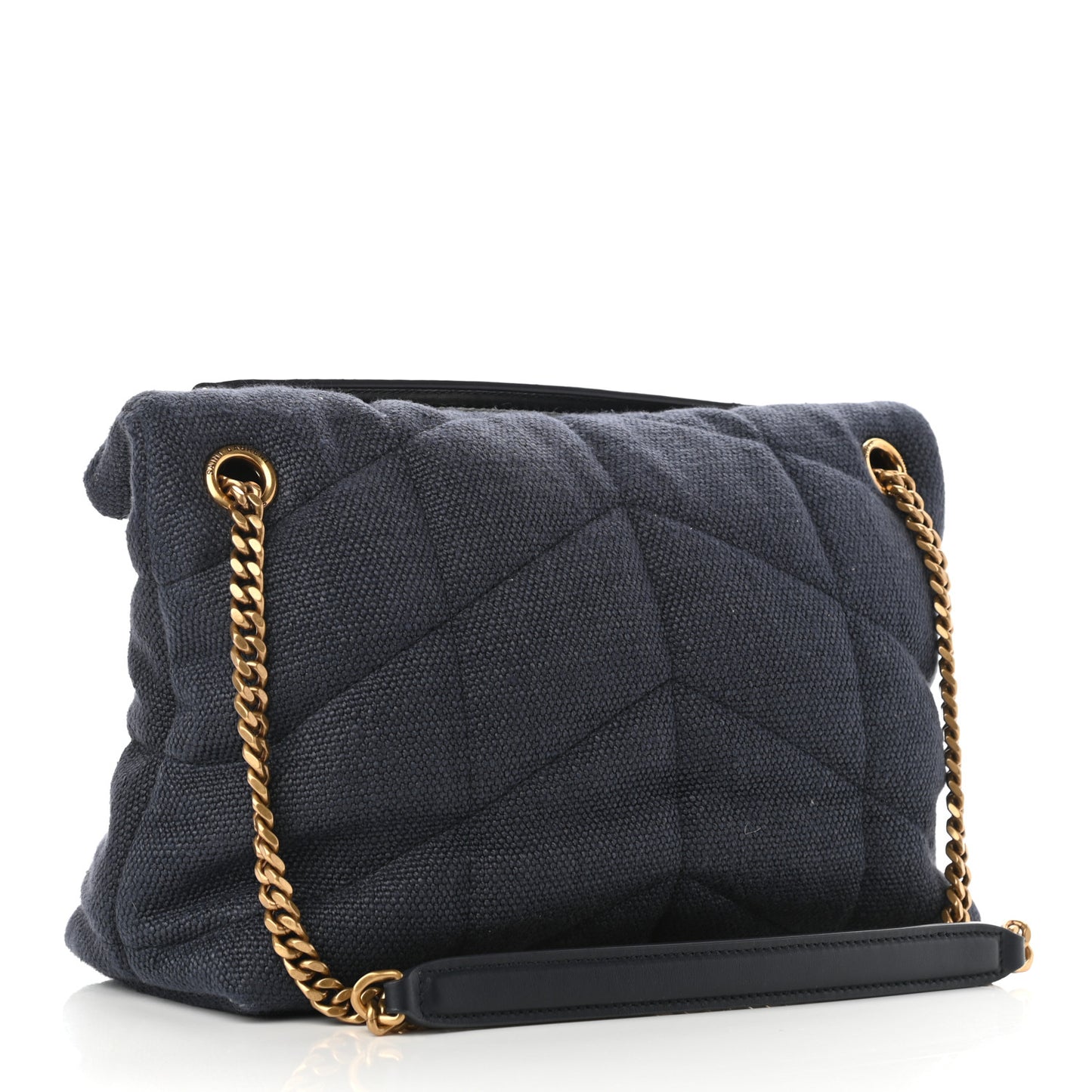 Canvas Quilted Small Loulou Puffer Monogram Chain Satchel Marine