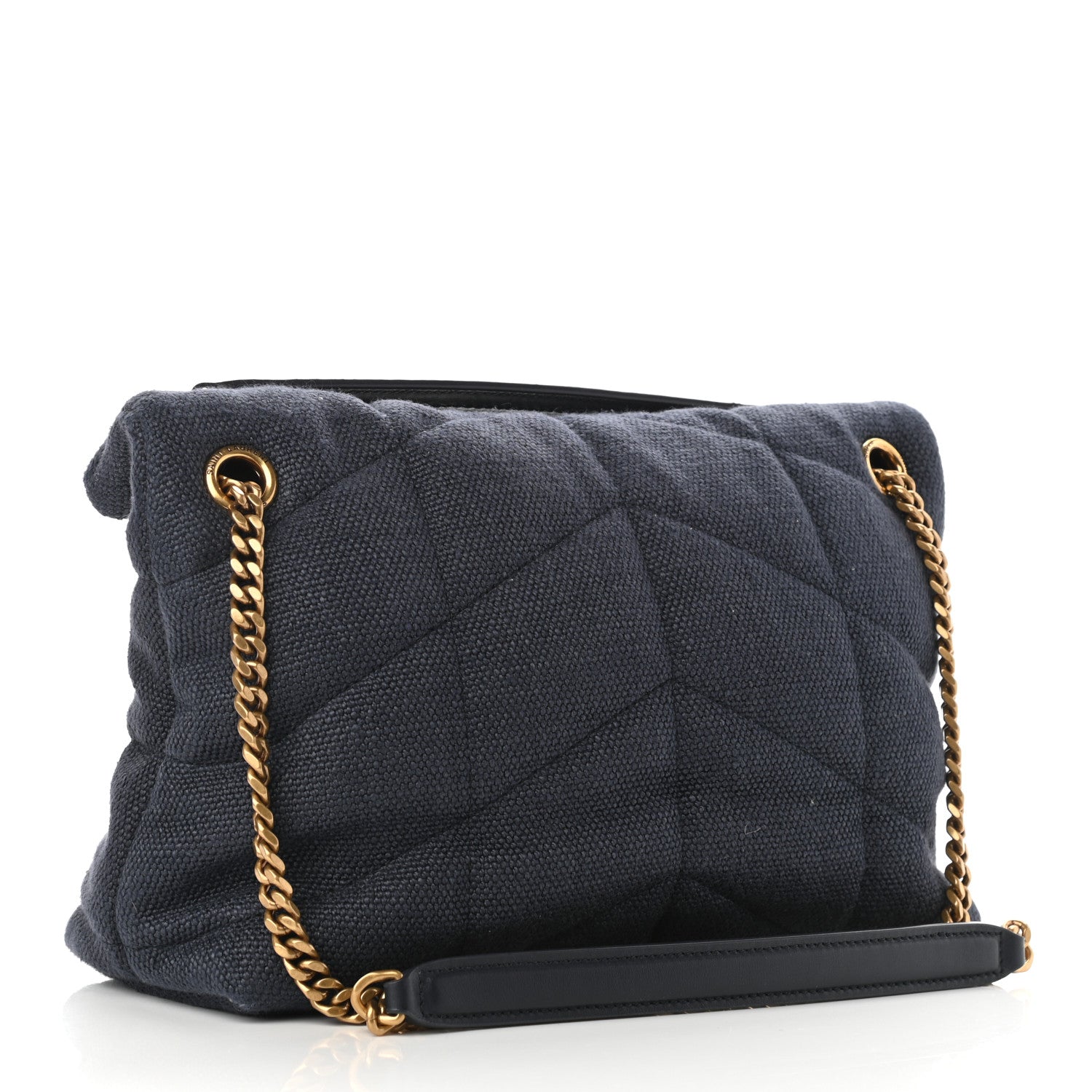 Saint Laurent Canvas Quilted Small Loulou Puffer Monogram Chain Satchel Marine 4 of 16