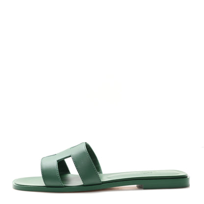 Hermes Calfskin Oran Sandals  38.5 Vert Electrique 1 of 10