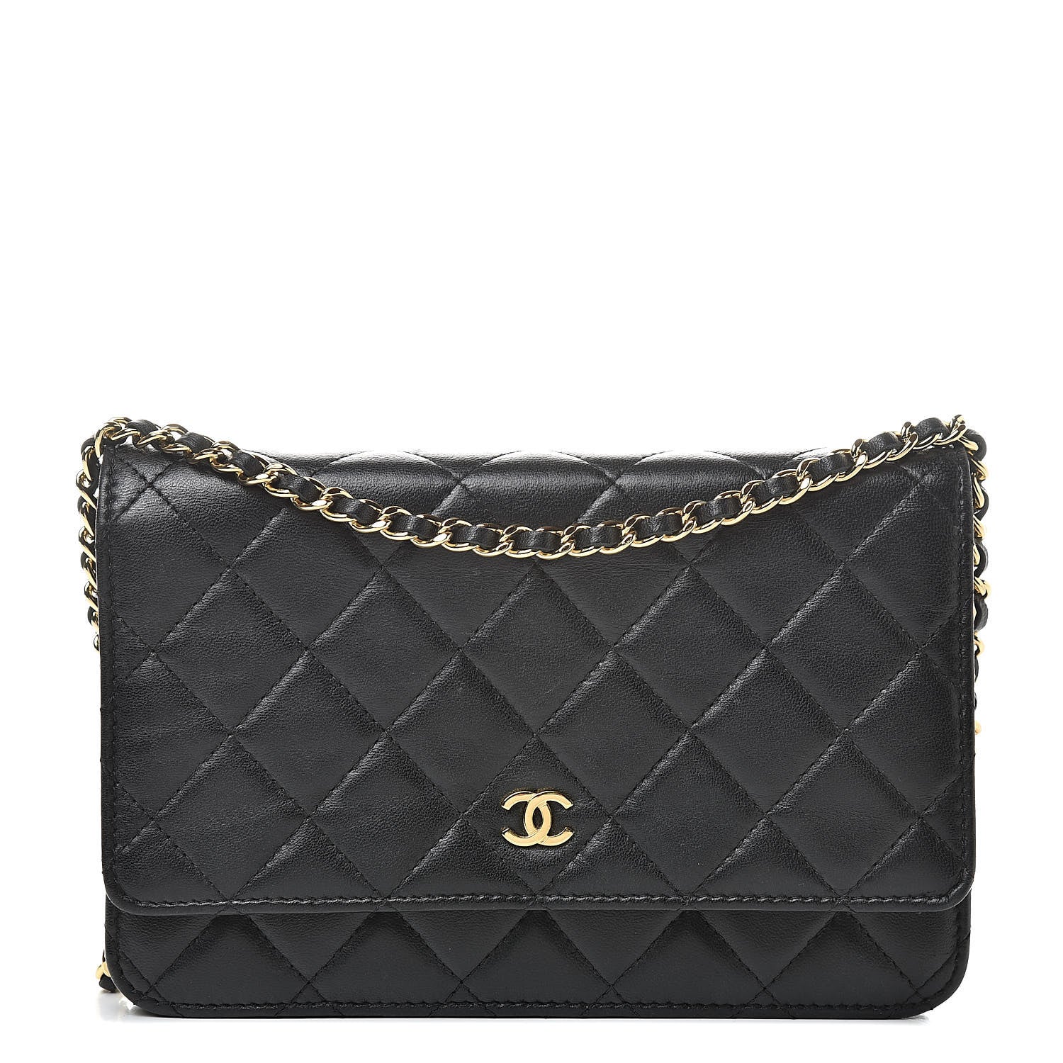 Chanel Lambskin Quilted Wallet On Chain WOC Black 1 of 16