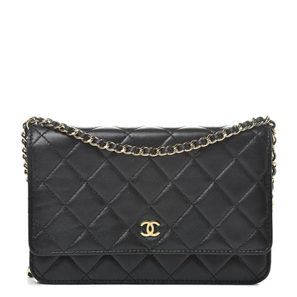 Chanel Lambskin Quilted Wallet On Chain WOC Black 1 of 16