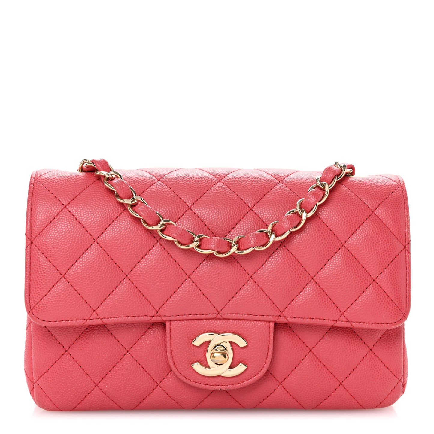 Caviar Quilted Mini Rectangular Flap Dark Pink