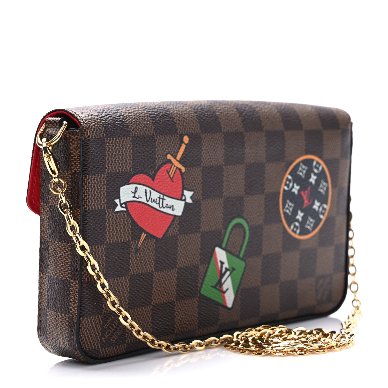 Louis Vuitton Damier Ebene LV Stories Pochette Felicie Chain Wallet 4 of 11