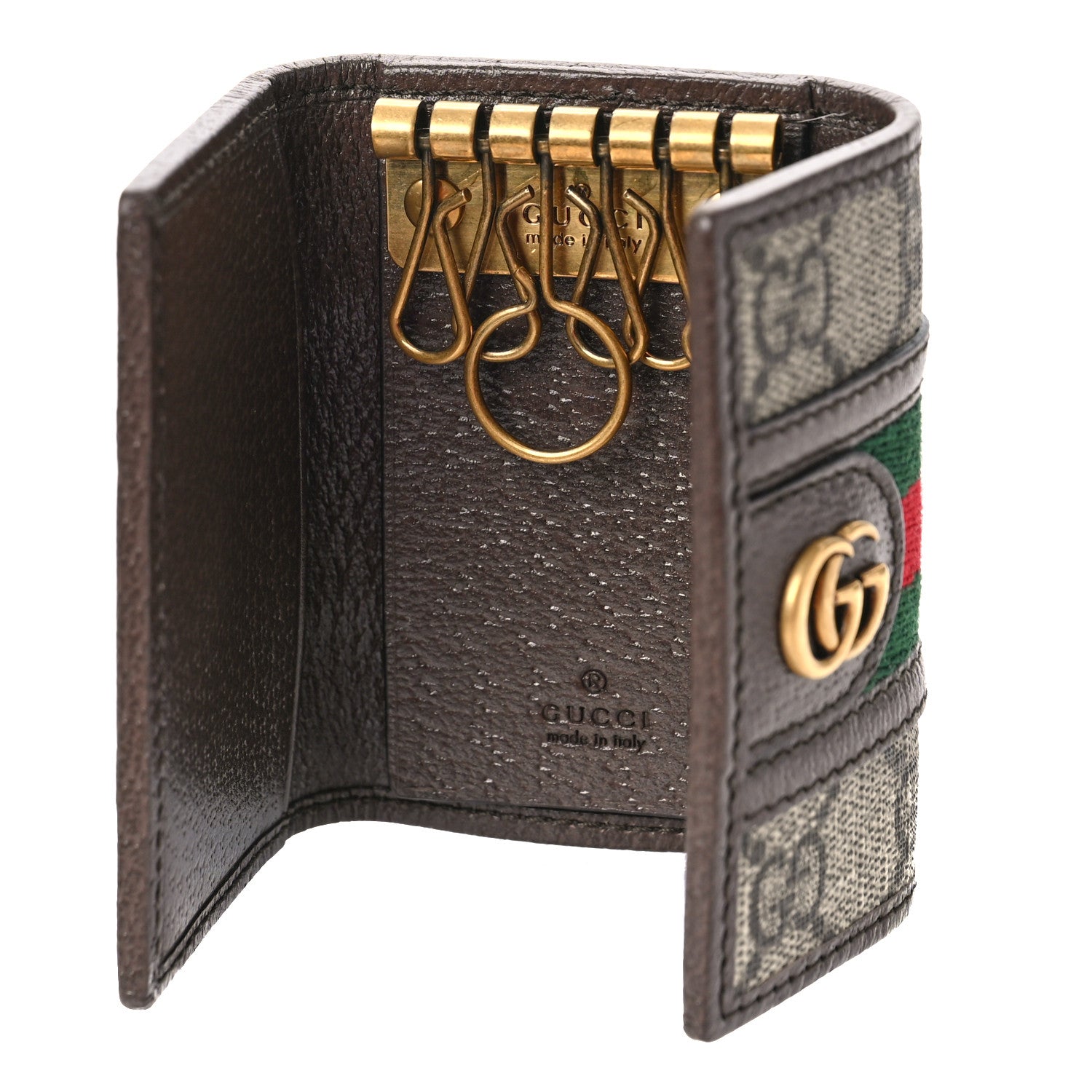 Gucci GG Supreme Monogram Web Ophidia 6 Key Holder Case Beige New Acero 5 of 9