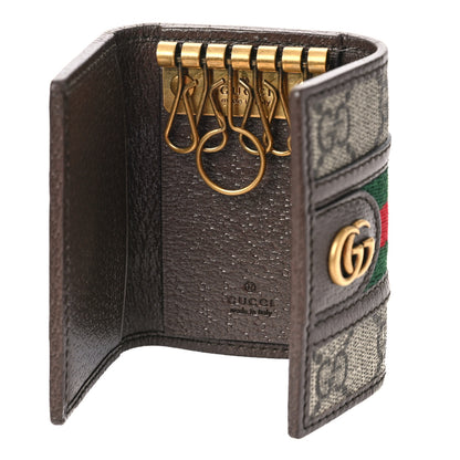 Gucci GG Supreme Monogram Web Ophidia 6 Key Holder Case Beige New Acero 5 of 9